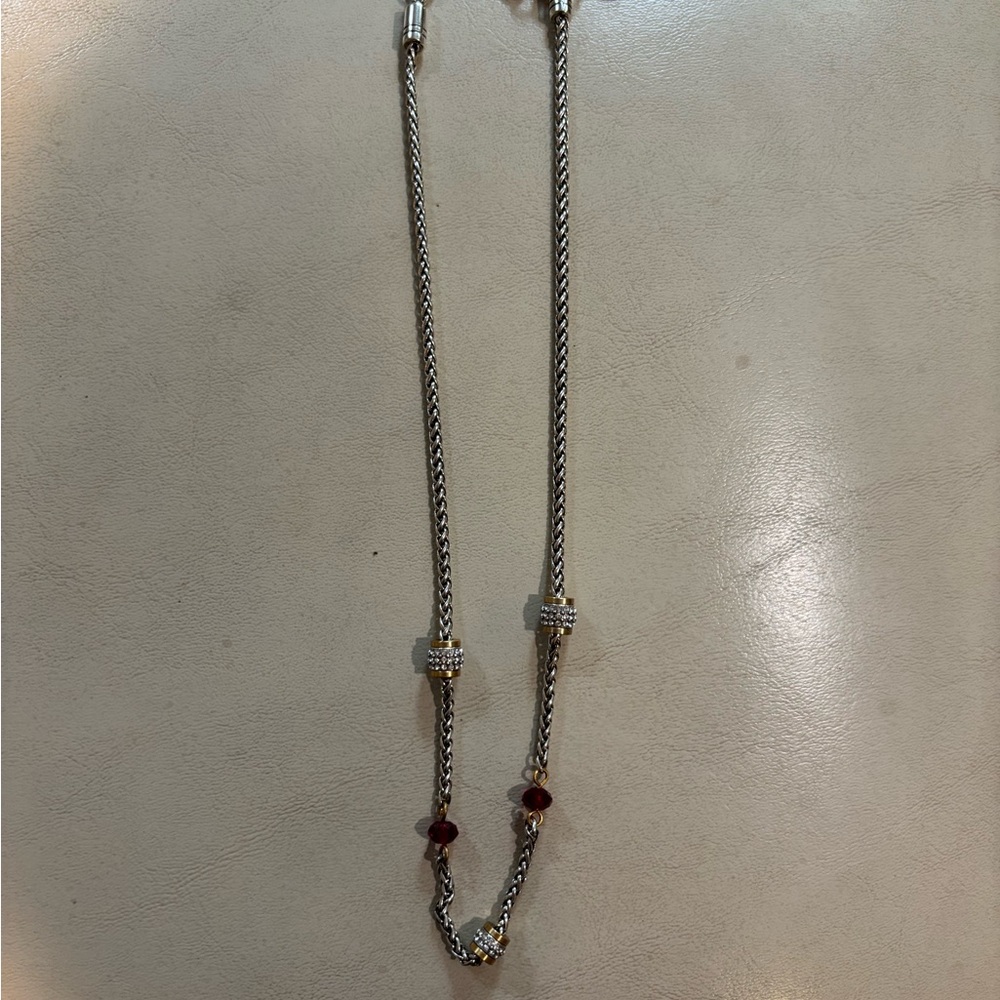 Elegant Silver and Red Women's Necklace